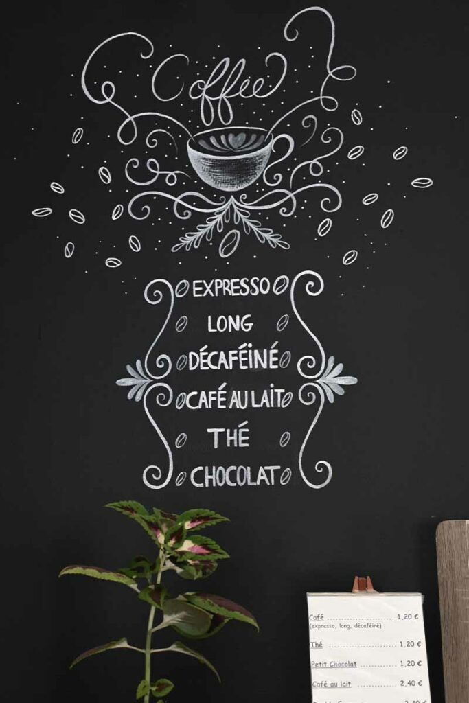 fresque murale menu café