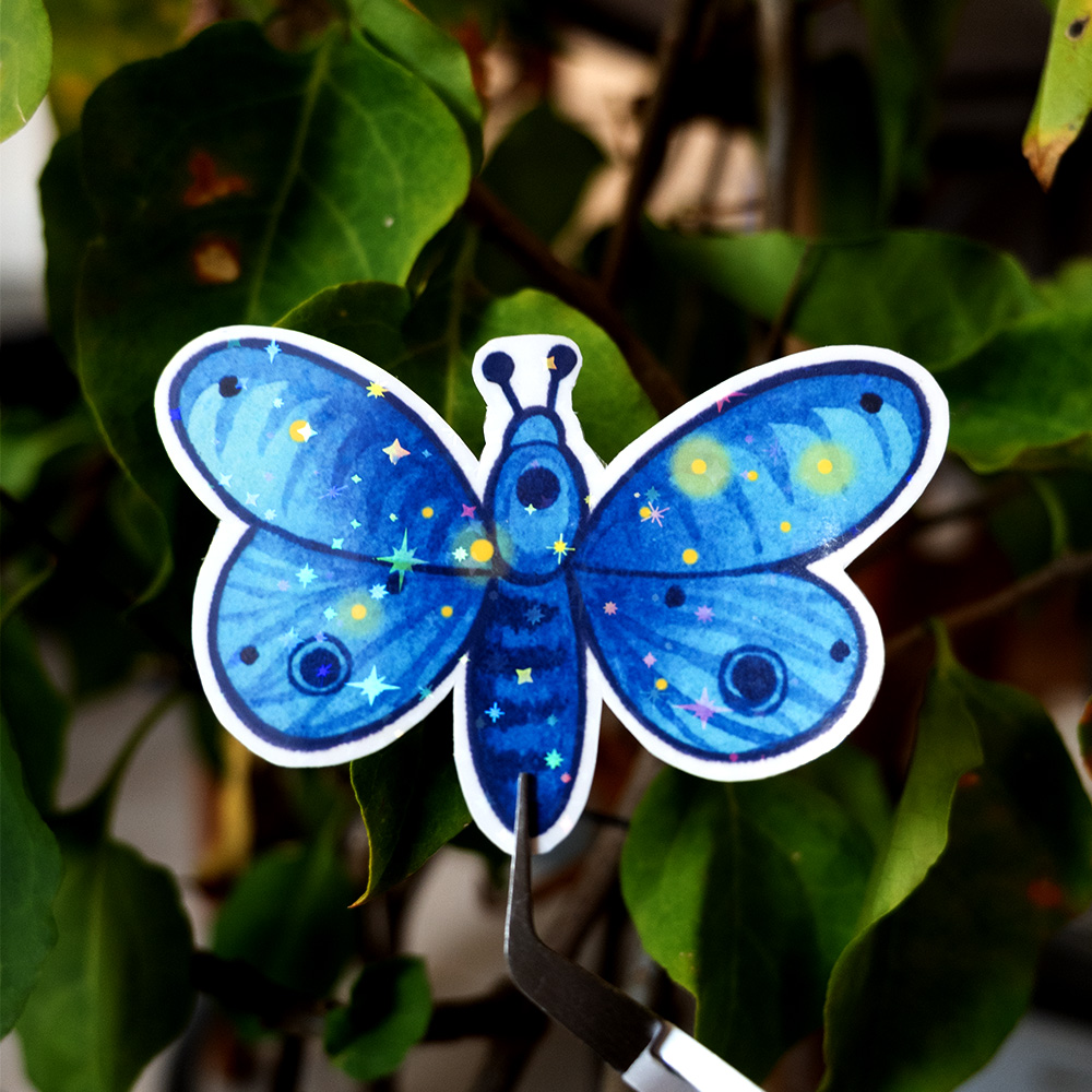 Sticker papillon bleu