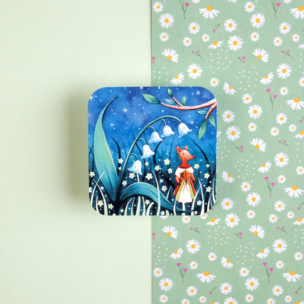 Illustration jeunesse biche et muguets