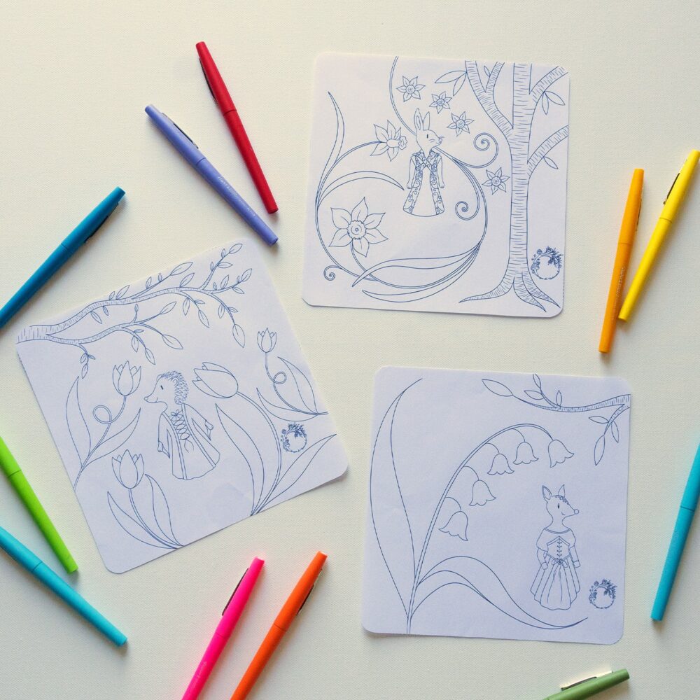 Lot de 3 Coloriages à télécharger : Lapine, Hérissonne, Biche